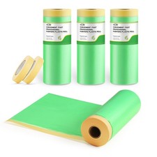 Pre-Taped Masking Film Masking Tape Painters Plastic Roll 44 in x 65 ft Conve...