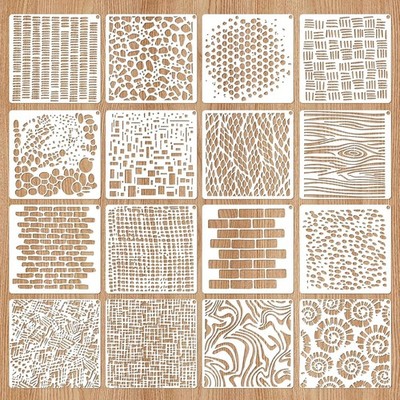 16 Pcs Reusable Abstract Geometric Stencils for Painting and Crafts DIY