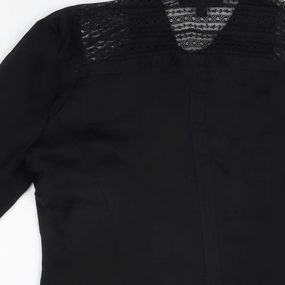 Warehouse Womens Black Silk Basic Button-Up Size … - image 4