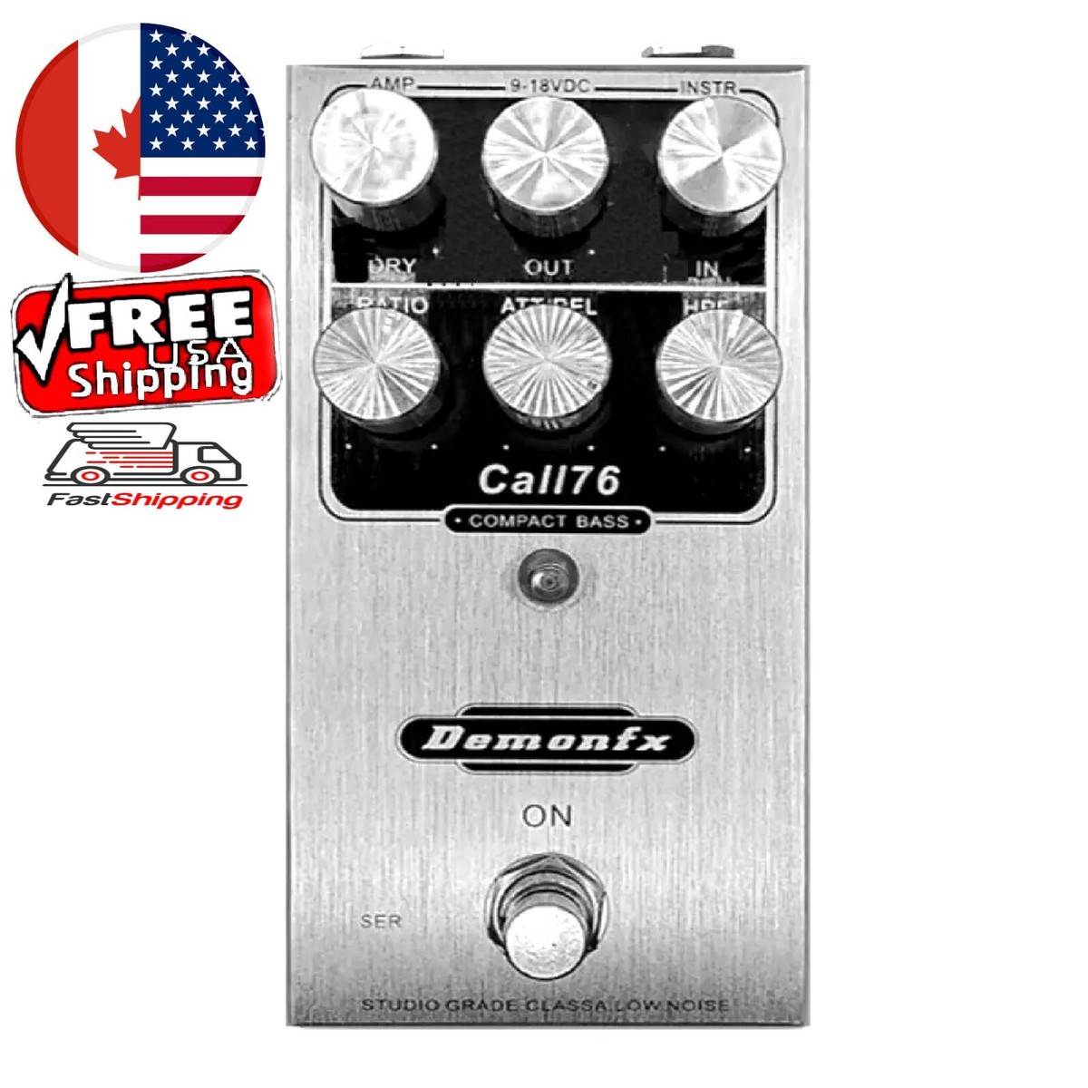 Demonfx CALL76 Compact Bass Guitar Compressor Effect Pedal Best