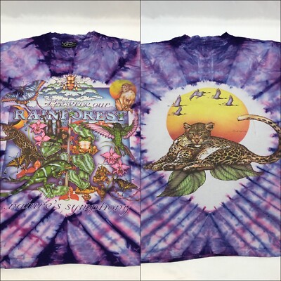 Lisa Chapman Graphics Rainforest Leopard Shirt XL Purple Tie