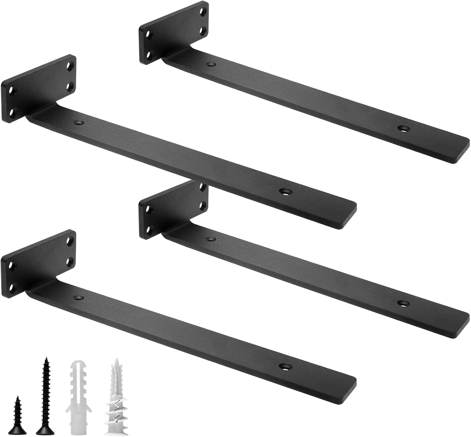Heavy Duty 12-Inch Floating Shelf Brackets 1/5-Inch Thick Hidden Hardware  