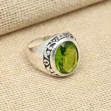 Peridot Gemstone Band Ring 925 Sterling Silver Birthday Men's Ring All Size  D46