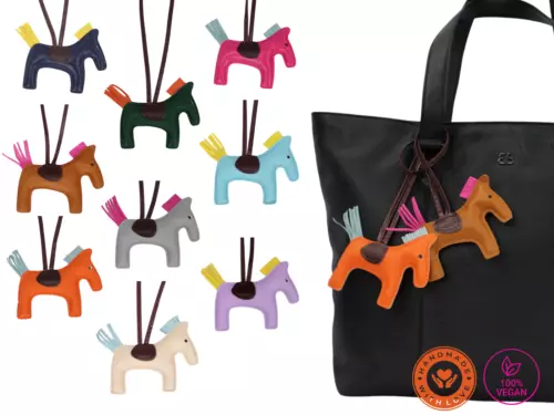 Porte-clés Cheval Fait Main Souple Vegan Cuir Porte-clés Bag Charm