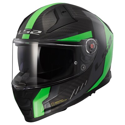 LS2 FF811 Vector II Carbon Grid Motorcycle Helmet (Matte Black/Fluo Green) Size: L (59)