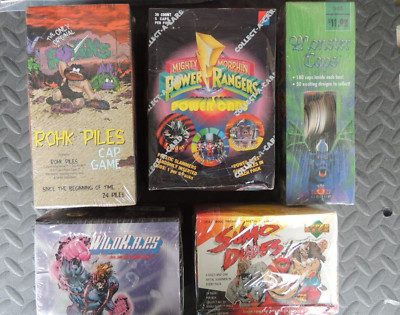 POGS MILK CAPS LOT 5 UNOPENED BOXES POWER RANGERS WILDKAPS ROHK PILES + C-PICS