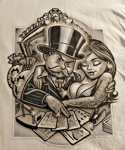 OG Abel Ogabel Monopoly Playa Rich Uncle Pennybags Urban Tattoos T Shirt A0454 - Picture 2 of 7
