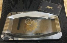 VASSOIO IN ACCIAIO INOX E ORO ABERT 18/10 38 CM CASALINGHI CENTROTAVOLA CUCINA 