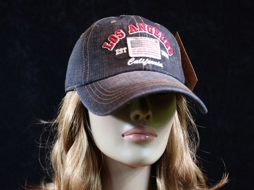Unisex Baseball Cap Vintage Caps Denim Structured Jean USA Flag Hats Cotton Blue - Picture 2 of 8