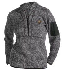 New Orleans Saints Women's Antigua Fortune Half-Zip Pullover Jacket - New