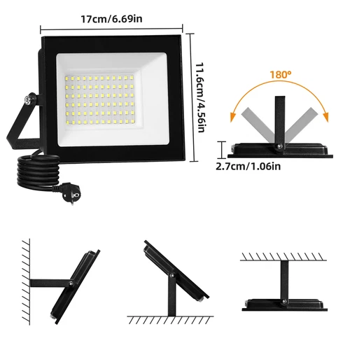 LED Fluter Stecker Außen Strahler Arbeitsleuchte Baustrahler Scheinwerfer Garten - Bild 83 von 251
