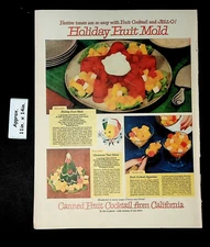 1949 Canned Fruit Cocktail from California Holiday Fruit Mold Print Ad 43325