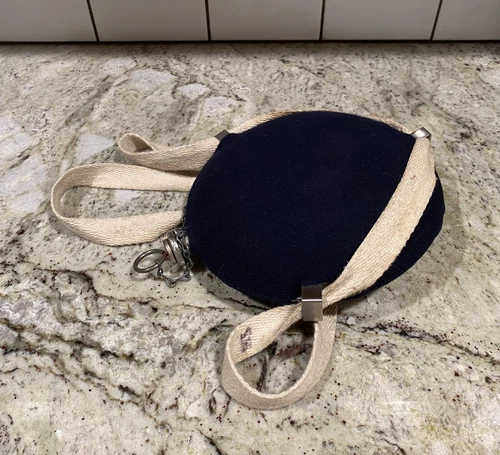 Civil War Reenactment Bulls Eye Metal Canteen - Blue Wool Cover + Cork Stopper