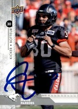 Rene Paredes Signed 2018 Upper Deck CFL Football card Calgary Stampeders