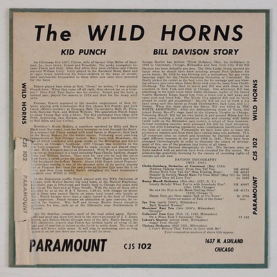KID PUNCH, BILL DAVIDSON: The Wild Horns PARAMOUNT 10  Jazz Blues LP Red Wax