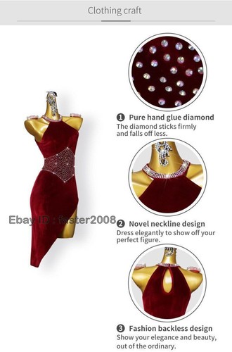 Sexy Vestido Profesional Rojo Baile Latino Competición Niña Falda Mujeres Ropa - Imagen 12 de 20