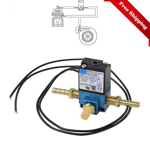 Elektrische solenoïdeklep, DC12V 5.4W 3 poorts elektronische boost solenoïdeklep aluminiumlegering, 35A AAA DDBA 1BA