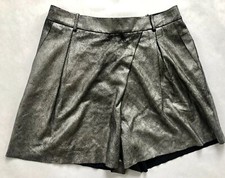 Halston Heritage Metallic Suede Shorts in Metallic Graphite - Size 2 NWT