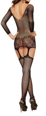 Dreamgirl Strumpfhalterkleid Netz Kleid mit Strumpfhalter Style 0097-Black 