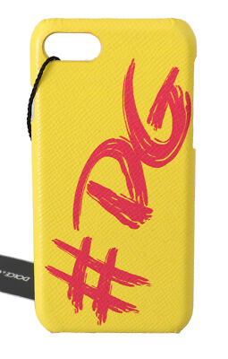 DOLCE & GABBANA Phone Case Cover Yellow #DG Print 100% Leather iPhone 7 RRP $350