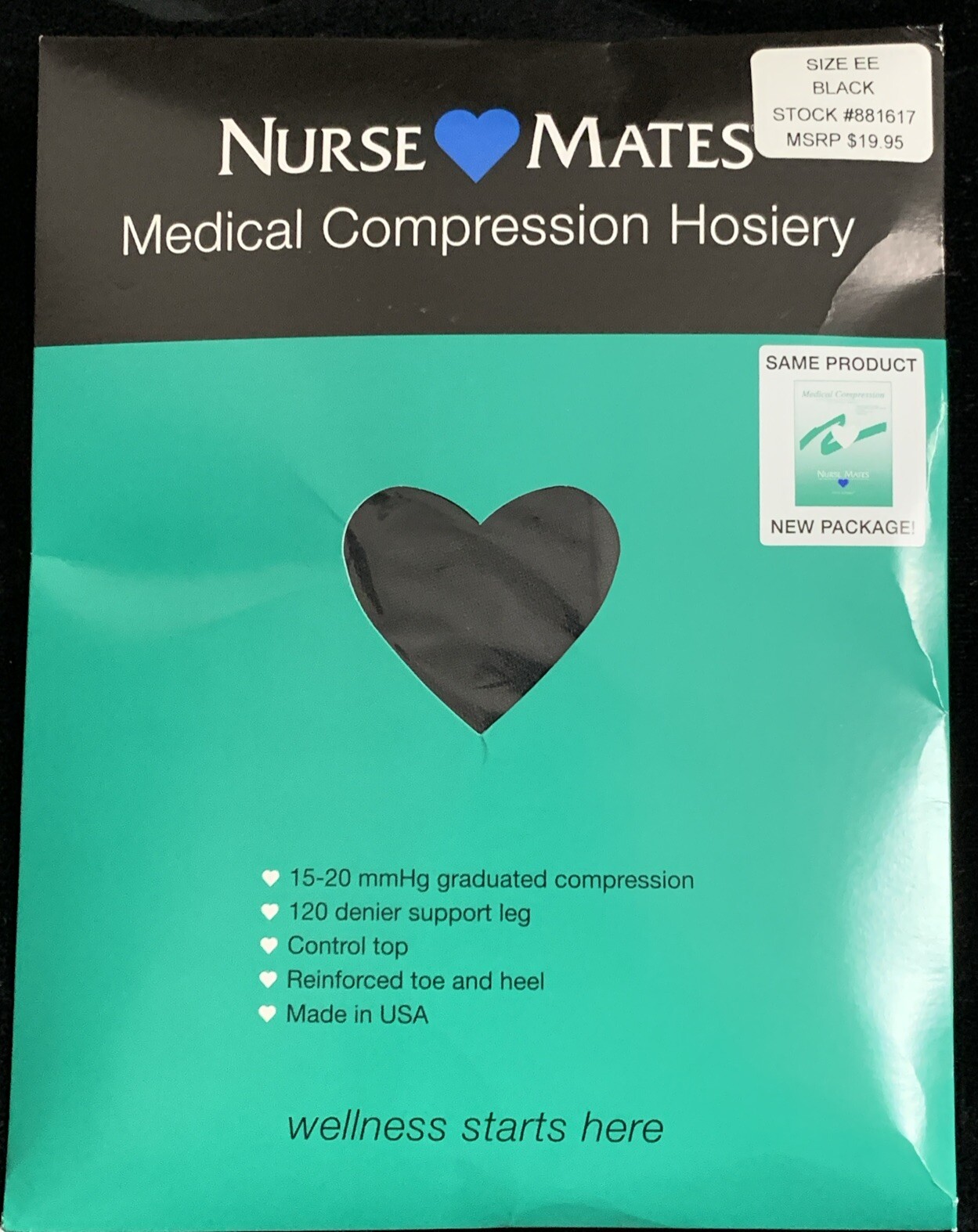 Nurse Mates NEW Medical Compression Hosiery Size EE Black 1520 mmHg
