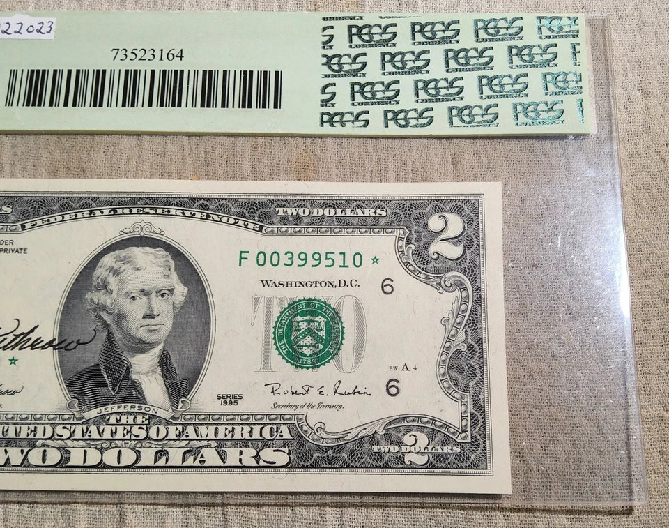 PCGS SUPERB GEM NEW 68PPQ FR. 1936-F* 1995 $2 COURTESY AUTOGRAPH FRN*STAR NOTE* - Image 4 of 4