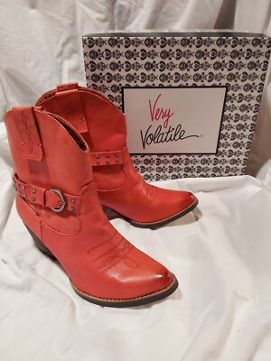 Very Volatile Hustle Ankle Bootie Burnt orange Leather Upper Man Made Sole NIBox