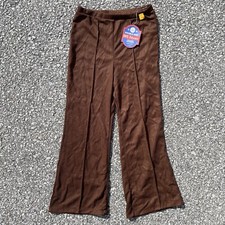VTG Double Knit Pants Womens 18 Brown 70s Flare Leg Baggy Boho Disco Grannycore