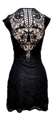 SKY Boho Black Dress Sexy Xs Back Applique Cocktail Party See through Back $180!
