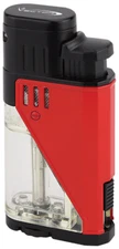 Red Lacquer Vector Twister Dual Flame Jet Torch Cigar Butane Lighter - 9311