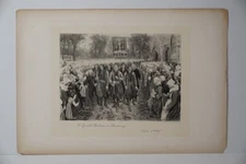 Fine Antique Historical Art Etching Print On Paper