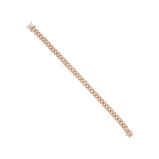 14K Rose Gold Diamond Chain Link Bracelet Cuban Pave Set Natural 1.05 CT 6.5"