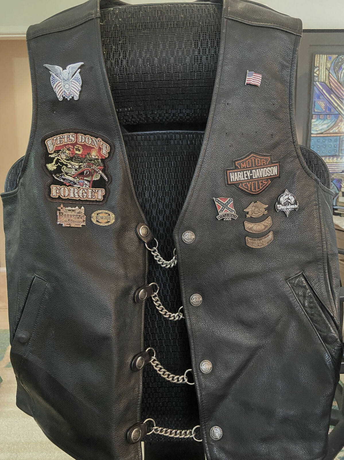 Harley Davidson Motor Clothes Leather Vest Size L Mot… Gem