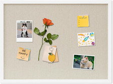 Cork Board with Linen White,Bulletin Board 23"X17" Hanging Corkboards for Off...