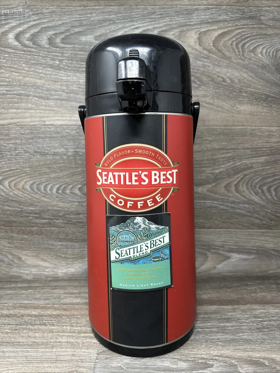 Seattle’s Best Peacock Vacuum Bottle Co Thermos Coffee Dispenser Air Pump  Pot