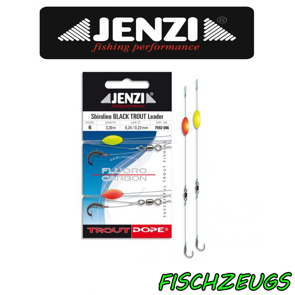 Jenzi 2x Sbirolino Vorfach Fluoro Carbon Pilotpose Forellenhaken Teigspirale