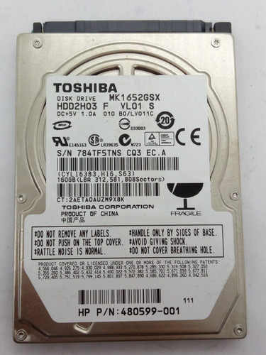 TOSHIBA*** MK1652GSX *** 160GB*** SATA HDD Notebook 2,5'' ZOLL#NFP1707