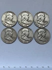 1957 1958 1959 D US Franklin Halves 50c (6) Nice Coins.