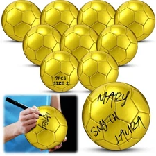 WinnerWhy 9 Pcs Gold Autograph Soccer Ball Official Size Mini Trophy with Air P