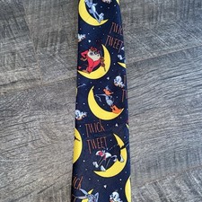NWT Vintage Looney Tunes Halloween Tie Polyester Taz Daffy Sylvester Casper