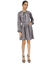 Michael Kors Women polyester Snakeskin-Print Chain-Neck Dress Black Size XL $195