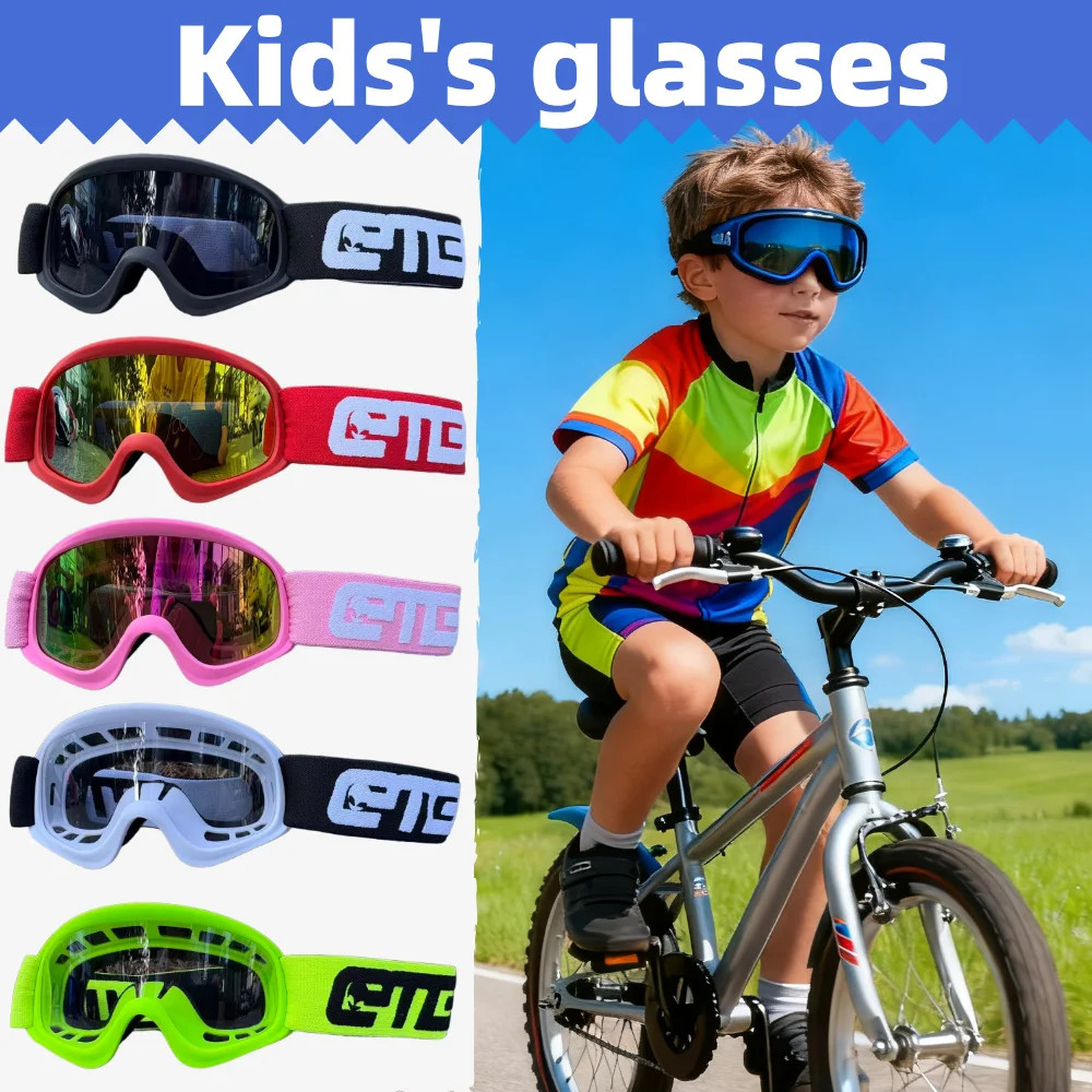 Occhiali protettivi bambini bici moto sci pattinaggio antivento TPU 3-12 anni unisex foto 2