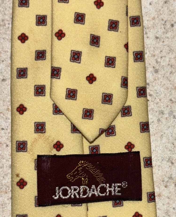 Corbata vintage jordache amarilla geométrica para hombre 52” X 3” W Foto 3 de 4