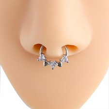1X Rhinestone Nose Stud Hoop Ring Stainless Steel Body Jewelry Fake Piercing DIY