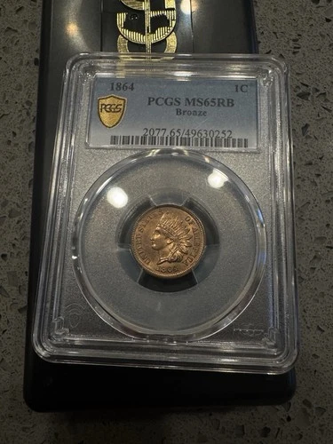 1864 indian head penny bronze MS 65 RB