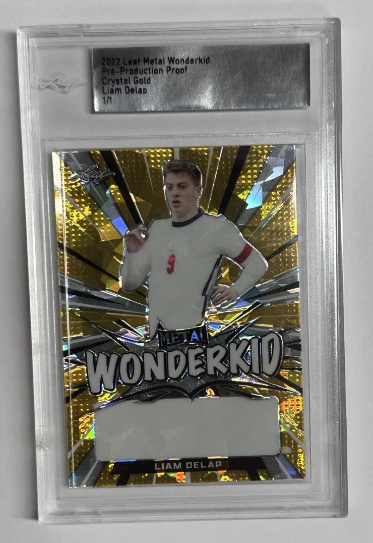 2022 Leaf Metal Wonderkid Pre Production Proof Crystal Gold Liam Delap 1/1