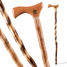 Rustic Wood Walking Cane, Twisted Hardwood, American Style Handle, for Men  ...