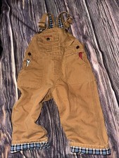 OshKosh B gosh Vestbak Bib Overalls Brown Canvas Baby Boy Sz 18m Work Tools Vtg