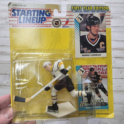 #ad Mario Lemieux 1993 Kenner Starting Lineup First Year Edition Pittsburgh Penguins $14.99
