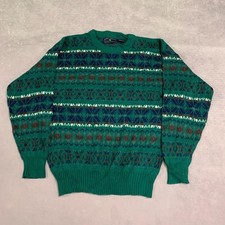 Vintage Knitted Jumper Abstract Patterned Grandad Knit Sweater, 100 Acrylic